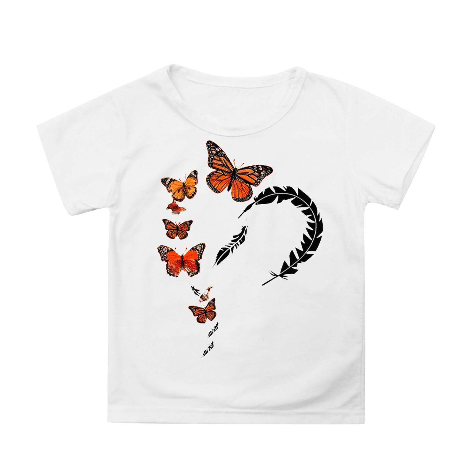 Sommeroberteile für Mädchen Atmungsaktive T-Shirts mit Rundhalsausschnitt modischen Drucken für Outdoor-Aktivitäten bei Kindern von 3 bis 13 Jahren