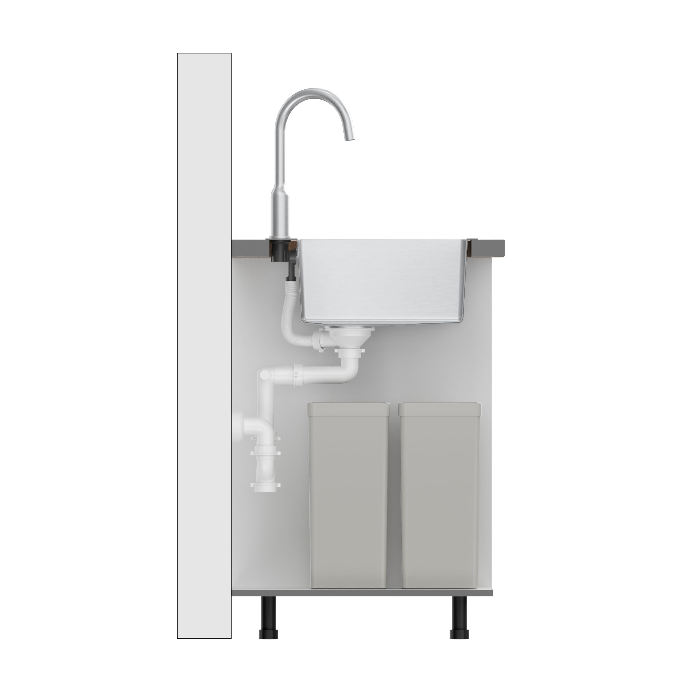 QUADRON Spülbecken Edelstahlspüle | Größe 62 x 48 x 20 cm Farbe: Silber | Einbeckenspüle RUSSEL 116 Einzelbecken Küchenspüle mit Stahlkammer Edelstahl Stahlspüle | mit Siphon und Schraubverschluss