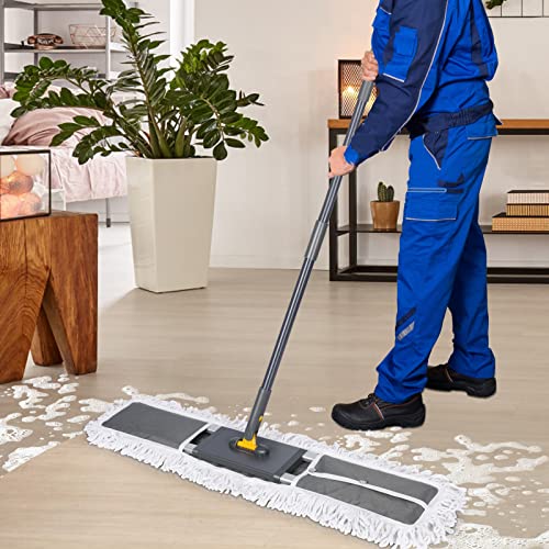 MASTERTOP 36\" Professional Industrial Dust Mop for Floor Cleaning, Heavy Duty Wet & Dry Commercial Mop,Large Flat Floor Mop with Telescopic 62\'\' Long Handle,Dust Mop Broom for Hardwood,Tiles,Office