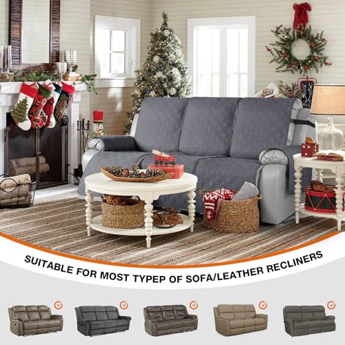 VANSOFY Waterproof Recliner Couch Covers, Sofa Covers 1-Piece Washable Reclining Sofa Cover Non-Slip Furniture Protector with Elastic Straps Pocket for Dogs, Pets(Dark Gray,3 Seater) - Image 5