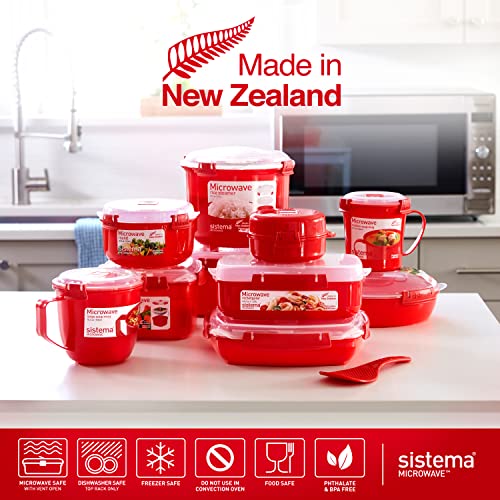 Sistema Microwave Steamer For Cooking Food And Vegetables With Steam Release Vent, Dishwasher Safe, 13.6 Cup, Red #TOP5