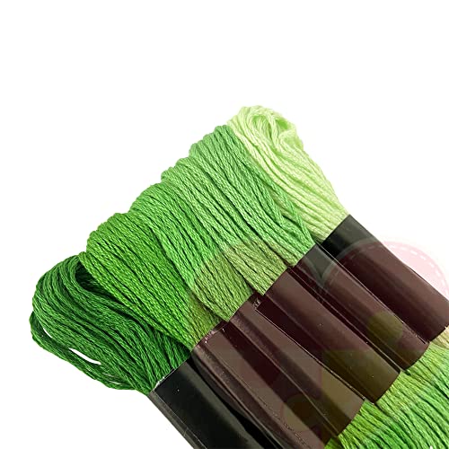 Kit 6 Meadas Linha De Bordar Bordado Manual Ponto Cruz (Meada Verde)