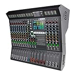 Yamnweo MD14 14-Kanal-Bühnenmixer, 99 DSP-Effekte, großer LED-Display-Mixer, USB-Wiedergabe, Bluetooth mp3 DJ-Konsole, eingebaute 48V-Stromversorgung, 9-Segment-Smart-Noise-Reducing-Mixer