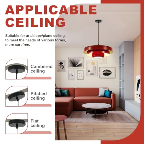 Qepeety Red Adjustable Pendant Light Fixture Mid Century Hanging Light by Qepeety - Used condition - Image 5