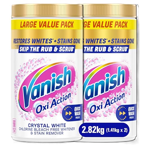 Vanish Gold Oxi Action Stain Remover and Whitening Booster Powder For Whites 1.41 kg, Removes Tough Stains Even at 20°C, Restores Whiteness of Greyed Fabrics (Packaging May Vary) (Pack of 2)