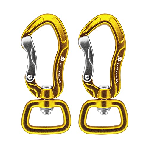 PANDENGZHE 360º Swivel Rotating Locking Carabiner 2" for Securing Pets, Dog Leash and Harness, Camping, Hiking, Backpack, Keychains (2 Pack)