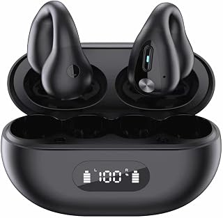 Kilitn Open Ear Headphones, Wireless Bluetooth Earbuds, LED Display Sport Earbuds, Workout Headphones Bluetooth 5.2 Clip-on Earphones, 32 Hours Playtime with Case