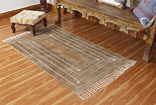 Hand Block Printed Cotton Dhurrie Rug Handmade Geometric Area Rug Flatweave Bohemian Kilim Outdoor Beach Yoga Carpet (270 X 360 Cm (9 X 12 Feet)) #TOP1