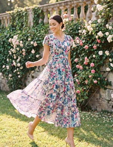 GRACE KARIN Women Summer Dress,Maxi Floral Dresses,Wedding Guest Flowy Dress 2026 Dark Green Dense Dotted Flowers XXL — view 3
