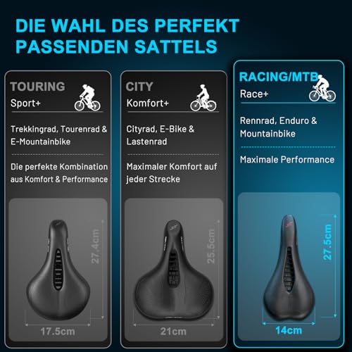 TECHCYC Fahrradsattel | Ergonomisch | Stoßdämpfend | Bequem Weich – Ansicht 2