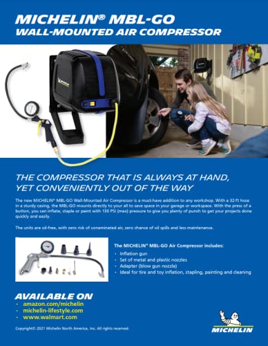 Michelin Wall Mount Air Compressor with Retractable Hose #TOP17