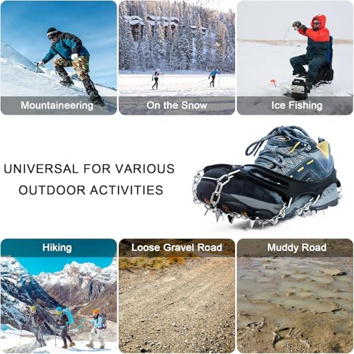 Ice Grippers for Shoes and Boots - 28-Spike Crampons for Safe Walking, Jogging, Hiking, and Mountaineering on Snow and Ice by Bitnoo - Image 4