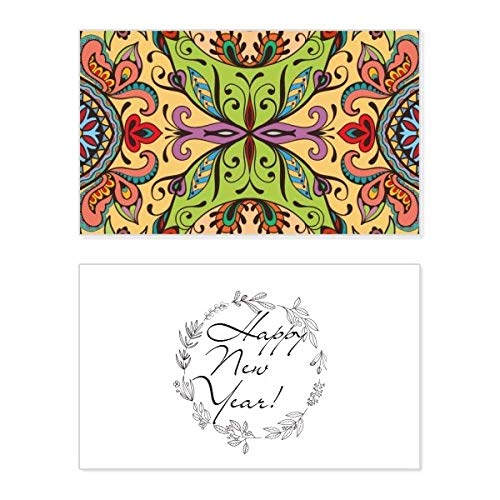 Tarjeta de felicitación de año nuevo con flores y hojas para compartir momentos