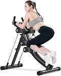 AB Workout Equipment, Height Adjustable Ab Machine for Abdominal Exercise and Strength Training, Home Gym Machine with Resistance Bands