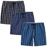 MoFiz Garçon Bas de Pyjama Coton Shorts de Salon à Carreaux Léger Vêtements de Nuit Pantalons Courts avec Poches 3 Pack-05 M (10-12 Ans)