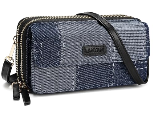 Image of Lanyani RFID Crossbody Wallet Wristlet Purse with Phone Pocket For Women Vegan Leather