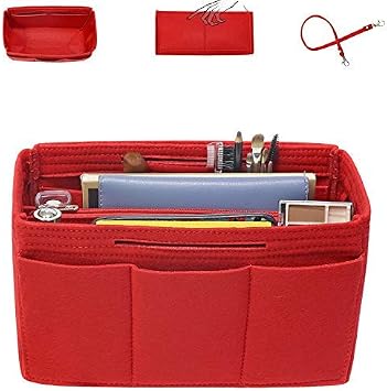 Felt Handbag Organiser Insert, Bag In Bag Organiser Insert Handbag Liner, Tote bag organiser insert Fit Speedy 25-40, Neverfull(Red,Medium