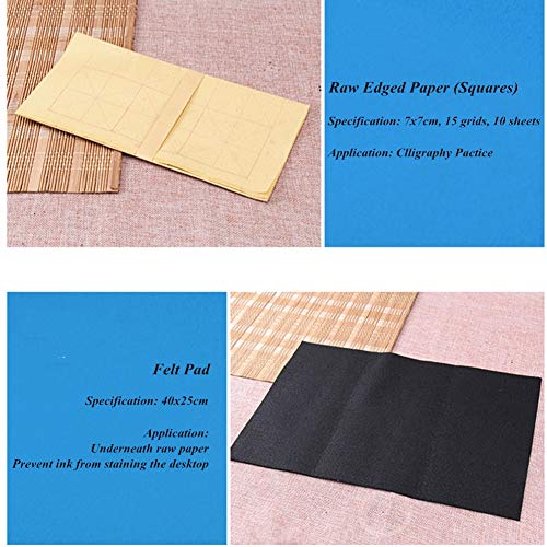 Conjunto de caligrafia chinesa pincel de caligrafia com tinta de sumi, tecido regravável para escrev