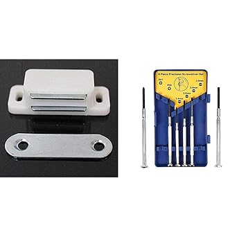 Diy Crafts 10853 8385 Cabinet Door Stopper Mag Push Open Touch Catch Stop Self-Align, Multicolor, 4 Piece + Diy Crafts 12819 6153 Precision Small Screwdriver Set for Electronics, Multicolor, 6 Piece