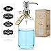 Premium Rust Resistant, Stainless Steel, Liquid Hand Soap Pump/Lotion Dispenser - Modern Farmhouse Inspired, Boston Round Clear Thick Glass Bottle with Bonus Chalk Label (16oz, Silver Pump)