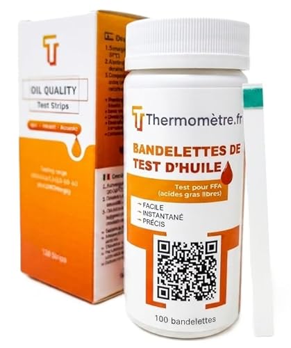 100 Bandelettes Test Qualié Huile de Friture | Mesure Acides Gras Libres (A.V.) | Résultat Rapide et Fiable | Pour Restaurateurs, Traiteurs, Particuliers