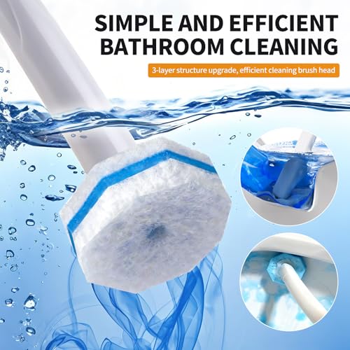 Image of 60pcs Disposable Toilet Brush Refill Pads, Replacement Brush Heads, Toilet Cleaner Refills,Disposable Wand Heads,Bathroom Cleaning,Toilet Cleaning Scrubbers Compatible with Most Toilet Brushes