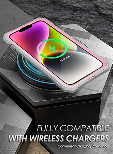 Coque iPhone 14 antichoc pour éviter les bris d'écran avec support rose