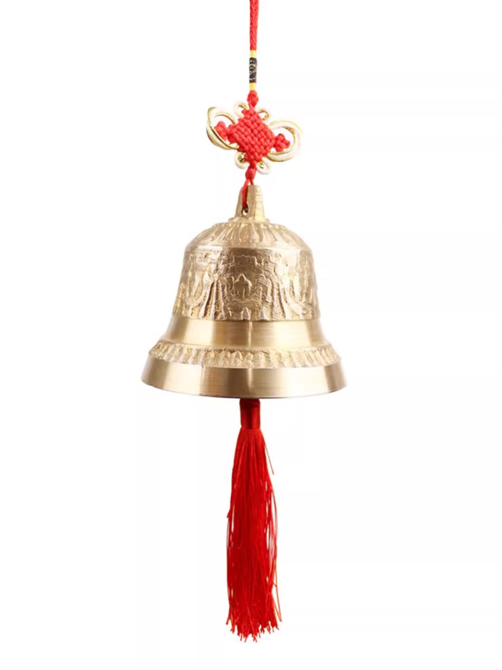 YUEKOPOU 10cm Copper Brass Hand Call Bell Hanging Wind Chime Home Decoration