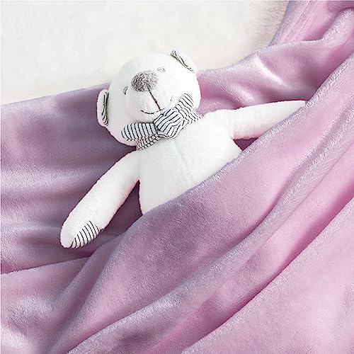 Image of Bedsure GentleSoft Bedding Fleece Blanket for Girls and Boys - Soft Cozy Cute Small Throw Blankets for Travel, 43x55 Inches, Lilac
