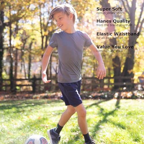 Hanes Boys Jersey Shorts Pack, 2-Pack, Cotton Shorts for Boys with Pockets, Pull-On Shorts4