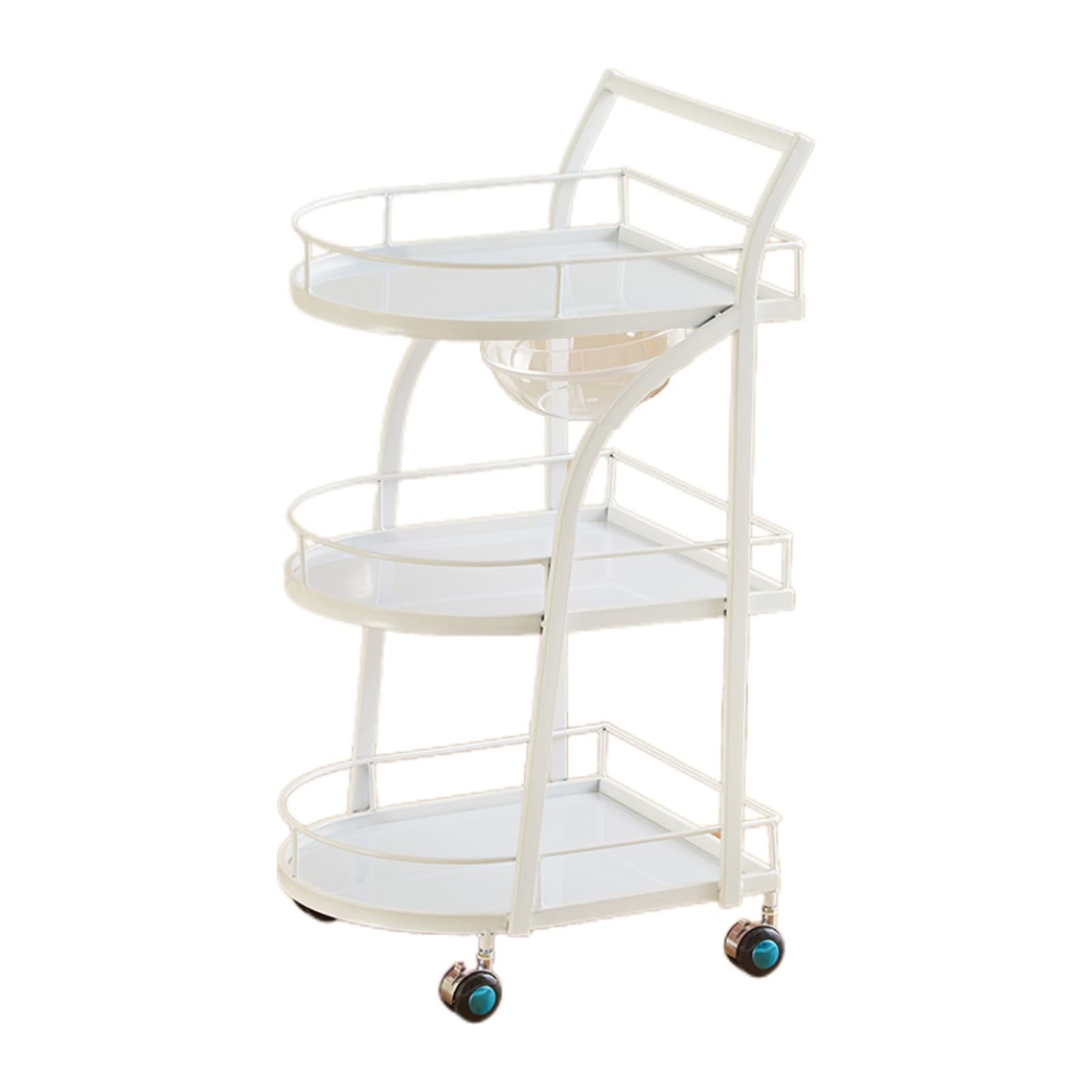 Barbershop Beauty Tool Cart Multi-Purpose Tool Cart with Workbench Salon Trolley with Wheels,Corner Arc Layered Storage,Convenient Universal Pulley,Suitable for Salon Spa Tattoo(White,35x44x85cm)
