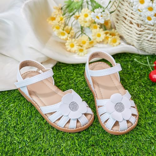 Image of Flaryzone Girls Sandals Closed Toe Summer Flats Dress Sandals Shoes Toddler /Little Kid