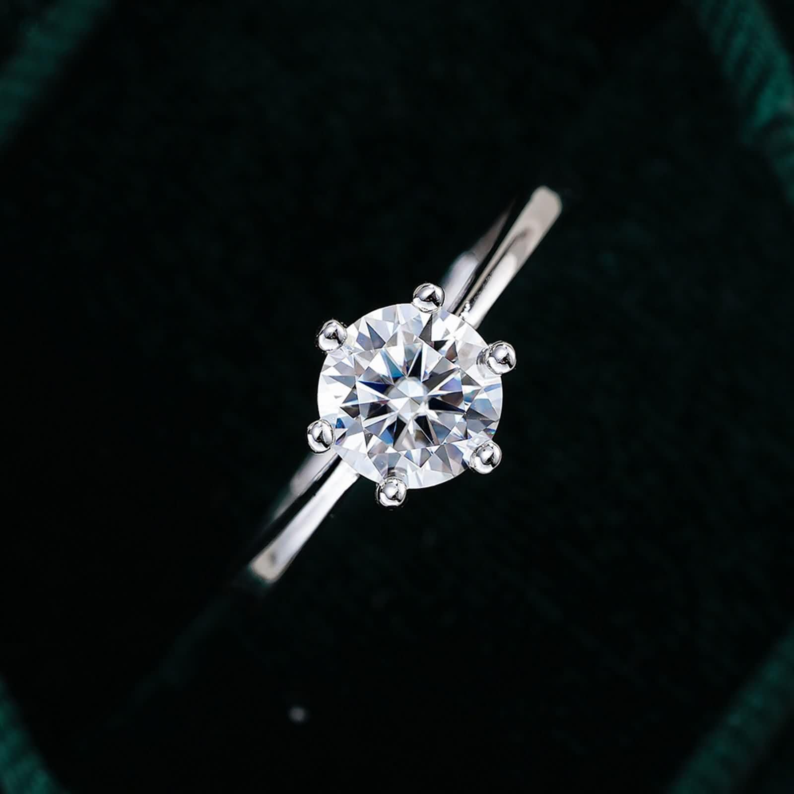 Anillo solitario de oro blanco de 9 K/14 K/18 K, 6 garras, anillo de compromiso con moissanita, oro auténtico, joyas de oro real, alianzas Au 375/585/750, oro blanco, talla 47-65