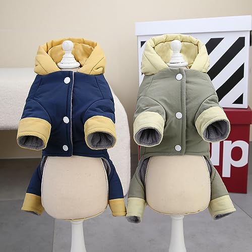 Izefia Hundemantel Winddichte Jacke Kalter Wettermantel 4-Beine Warmer Jumpsuit Winter Dicker Mantel Schneefeste Kleidung Baumwolle Hundemantel für Kleine Hund Mittlere Katze