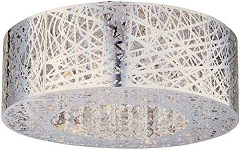 Polished Chrome Inca 9-Bulb Flush Mount Indoor Ceiling Fixture - Metal Shade Included