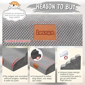 Dog-Stairs-for-Bed-4-Step-30D-Foam-Pet-StairsSteps-with-Waterproof-Cover-Non-Slip-Dog-RampLadder-for-Couch-Sofa-Bed-Suitable-for-Small-Dogs-Cats-with-OldInjuredShort-Legged-201-H - Cucciolini Doodles Dog-Stairs-for-Bed-4-Step-30D-Foam-Pet-StairsSteps-with-Waterproof-Cover-Non-Slip-Dog-RampLadder-for-Couch-Sofa-Bed-Suitable-for-Small-Dogs-Cats-with-OldInjuredShort-Legged-201-H