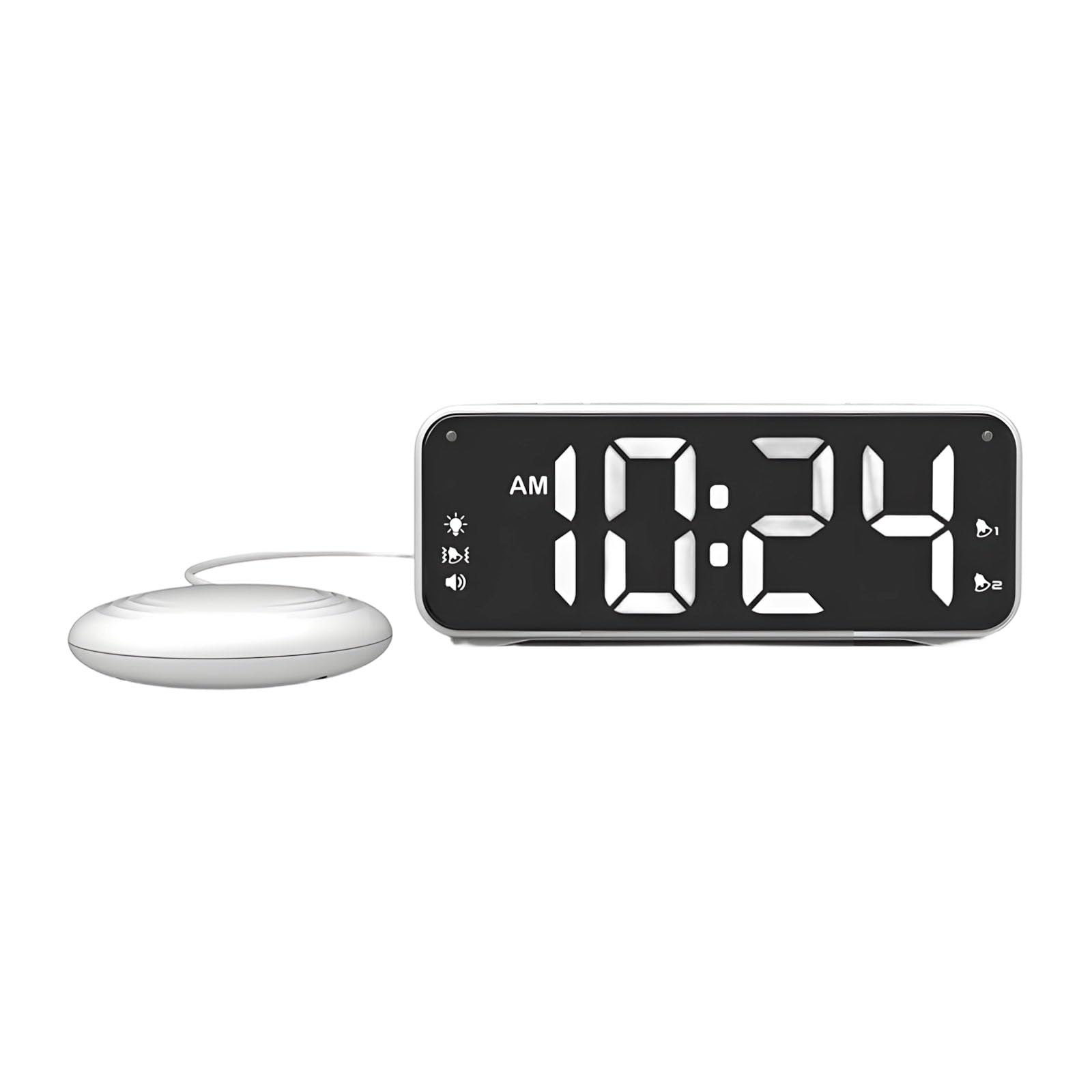 Msioytog Loud Alarm Clock with Bed Shaker, Vibrating Alarm Clock Heavy Sleepers, 4Dimmers, 2 Alarms and Snooze for Bedrooms Digital