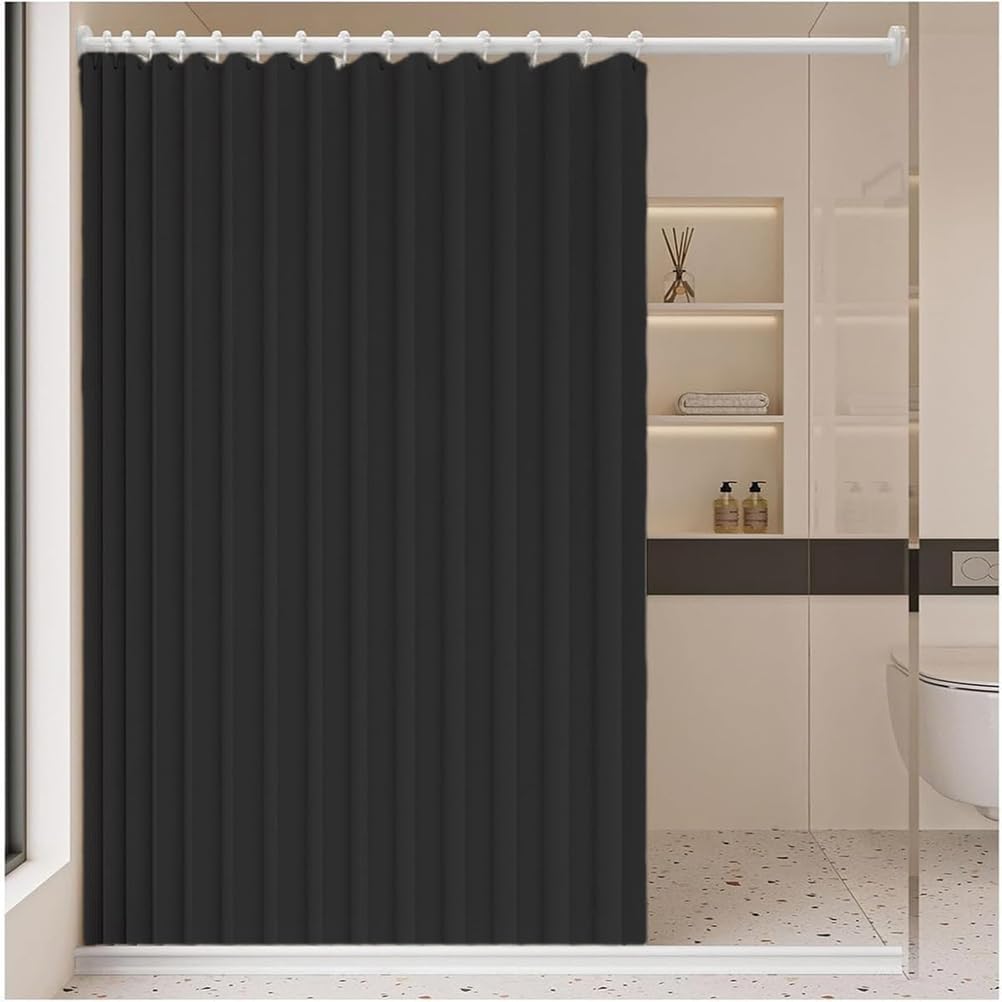 Rideau de douche pliable étanche à fermeture magnétique pour éliminer l'eau sur le sol noir 140x240