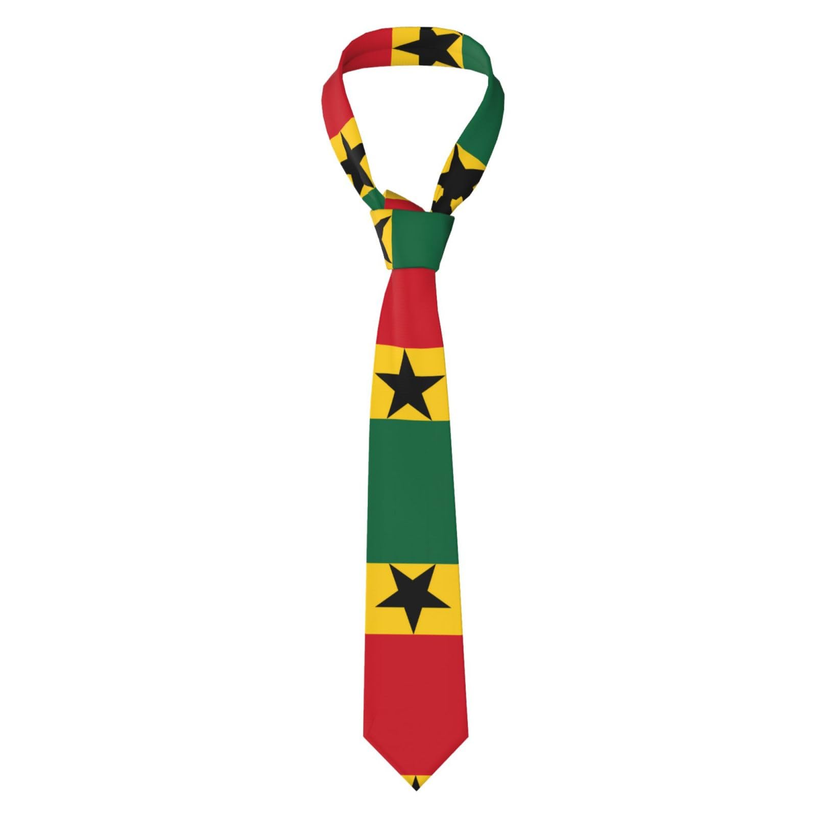 Whjdpp Men's Black Flag Of Ghana Prints Necktie - Stylish And Durable 100% Polyester Tie For Business And Special Occasions, One Size, One Size