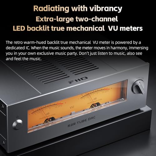 Image of FIIO Warmer R2R Desktop Tube Buffer & R2R DAC /Amp - Fully Differential 24-Bit R2R Resistor Ladder, Dual VU Meters, 46W Linear Power Supply, USB /Optical /Coaxial Inputs, RCA /XLR Output (Black)