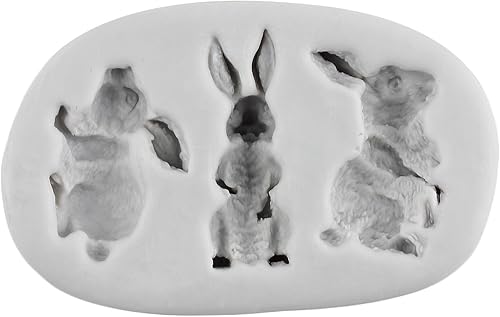 Miniatura 3 de MINFEIDMS Molde de silicona para fondant de conejo, orejas de conejo de Pascua, moldes de chocolate para decoración de pasteles, decoración de
