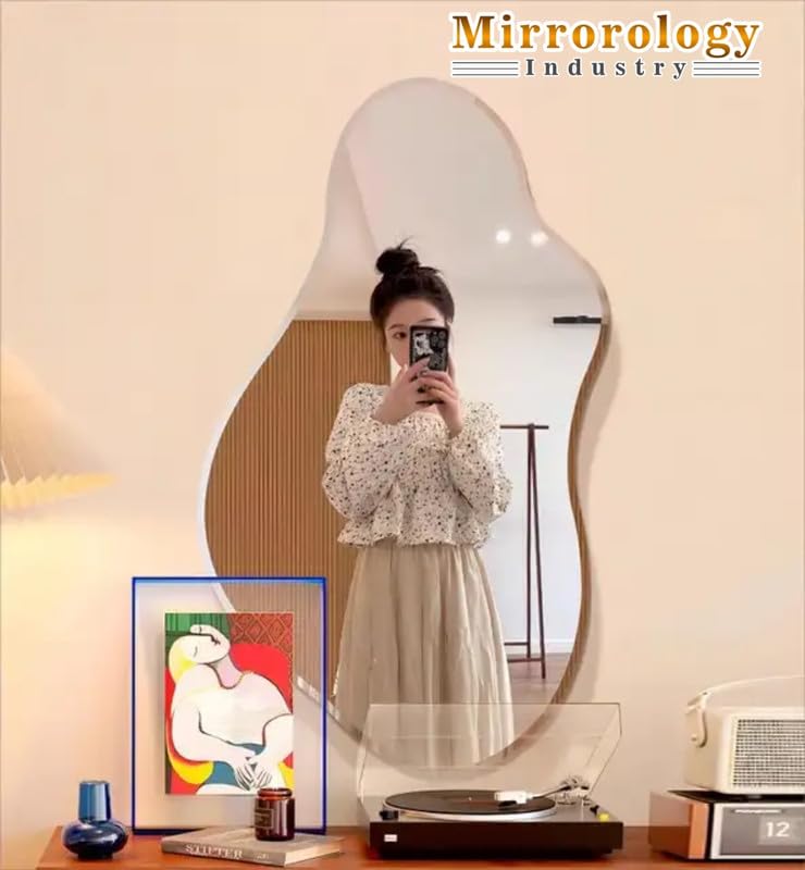 Image of 24x30 Inch Abstract - Large Decorative Wall Mirror with Irregular Shape for Bedrooms, Living Rooms, and Bathrooms
