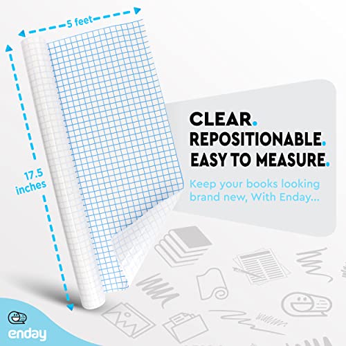 Contact Paper Clear, 17.5” X 5-Feet, Transparent Self Adhesive Book And Textbook Covers For Paperbacks And Hard Covers, Plastic Protective Covering Contact Paper Roll, Acid Free – By Enday #TOP4