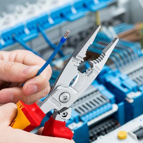 Knipex elektrik tesisatı pensesi, krom kaplama, çok bileşenli manşonlarla izole edilmiş, VDE-testli 200 mm 13 96 200