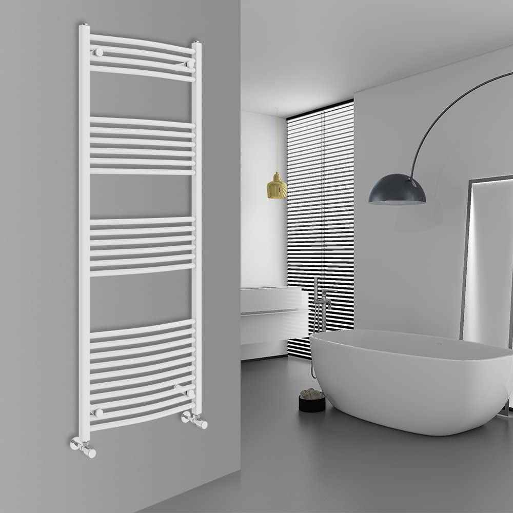 Warmehaus Curved Bathroom Heated Towel Rail Ladder Radiator White 1600x600mm