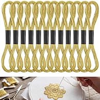 Vibrant Metallic Shades - Our gold embroidery thread set includes 12 skeins of shimmering metallic floss for adding elegant accents to hand embroidery, cross-stitch, and fabric embellishments Smooth Polyester Thread - Crafted from durable metallic em...