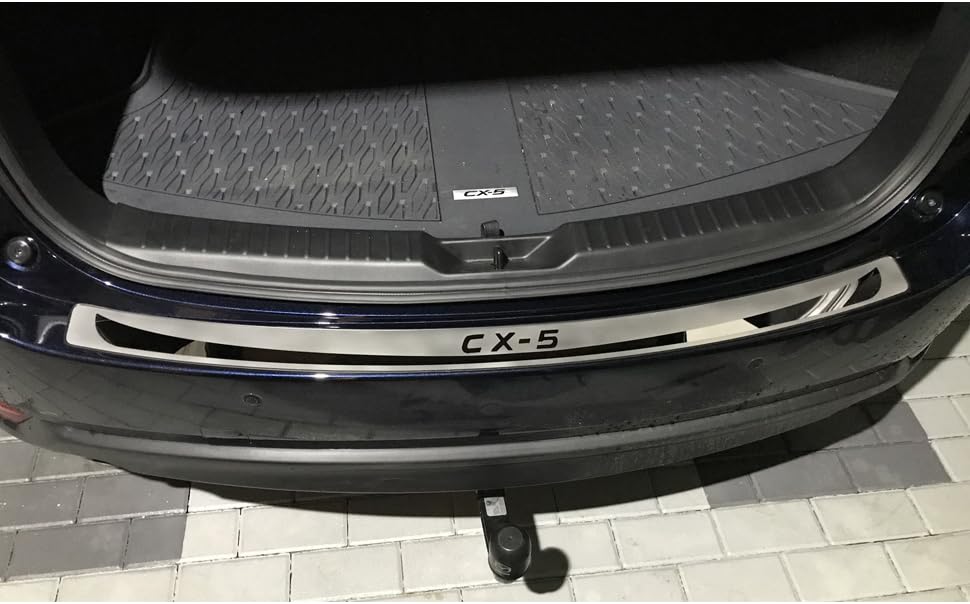 GZBFTDH Rear Bumper Protector for Mazda CX5 cx-5 Accessories 2017-2023, Auto Parts Car Tailgate Back Door Sill Cover Scuff Plate Strip Guard Protection