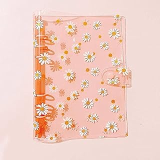GUODUN Student Stationery A6 A5 Loose Leaf Ring 6 Hole Daisy Notebook Binder Binder File Folder Notebook Cover Literary Binder Shell(A5,Pink)