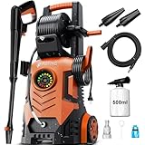 Nettoyeur Haute Pression 100-200 Bar Écran Tactile 8 Niveaux, 6-in-1 Buses réglables, Débi...