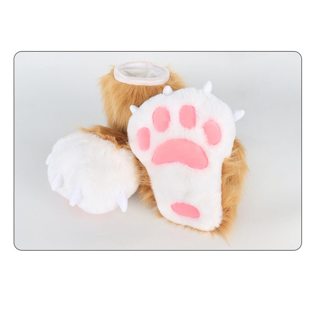 Asudaro Lindos calcetines de gato con forma de pata de gato, lindos y esponjosos con garras de animales, pantuflas de felpa suaves para el hogar, calcetines hasta la rodilla para mujeres, para